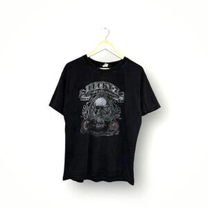 Lucky 7 Live To Ride Skull Graphic T-Shirt Black Biker Tee L Men’s